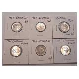 Six 1967 Centennial Nickels