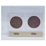 1933 and 1944 Canada Nickels