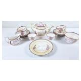 Assortment of Antique Pink Lustreware Dishes -