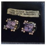 Earrings Swarovski Crystal 14K posts signed