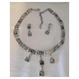 Abalone Choker style SJ Necklace Earring Set