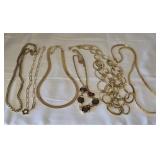 (6) Gold Tone Fashion Jewelry Necklaces some