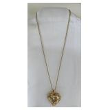 Gold Tone Heart Locket Necklace