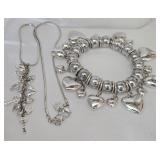 Heart & Key Pendent Necklace & Puffy Heart