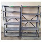 2 aluminum shelving units