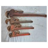 4 Ridgid pipe wrenches 10,14,14, 24"