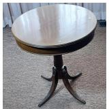 Claw footed pedestal drum side table