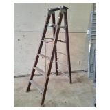 Vintage A frame wooden 5 rung step ladder