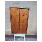 Vintage rustic wood storage cabinet with stand