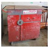 Rolling metal storage work cabinet