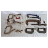 Collection of C-Clamps and C-Clamp locking Pliers
