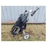 Ram right handed golf clubs, bag, and cart