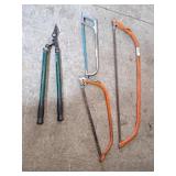 Trio of Hacksaws and garden shears
