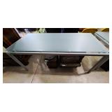 Frosted Glass Top Table w/Metal Frame