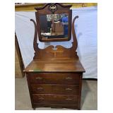 Antique oak dresser with swing mirror