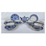 Beautiful Lomonosov Russian Teapot, Cups &