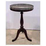 Round Wooden pedestal table with metal tray
