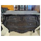 Lacquered wicker Bombay chest with 4 drawers
