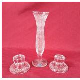Lovely Lead Crystal Vase & Candle Holders