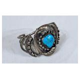 Vintage Navajo Cuff Bracelet - Sterling Silver &
