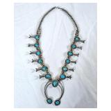 Vintage Squash Blossom Turquoise Necklace