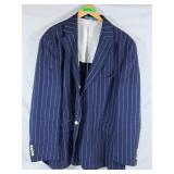 Two J. Peterman Blazers - Navy Blue Wool & Linen