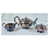 Wm. A Rogers Silverplate Teapot, Cream & Sugar