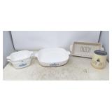 Corning Ware casserole dishes, Rae dun loaf pan,