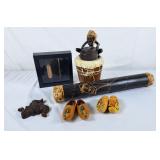 Rain Stick, African Art, Dutch Wood Shoe Knick