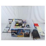 Tote with assorted books, DVDs, etc