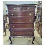 Gibbard tall mahogany highboy 6 drawer dresser
