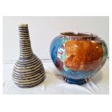 Mexico floral vase and pottery swirl vase