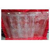 4 pieces of etched glass. 21" w x 36" h