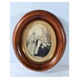 Oval Walnut Frame with ancestors portrait