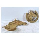 Brass horse Trinket tray and Brass door knocker
