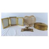 Brass lint remover, brass heart basket, brass