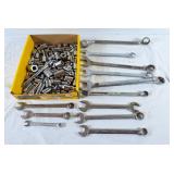 Assorted wrenches and sockets. 1 marked Snap-ON.