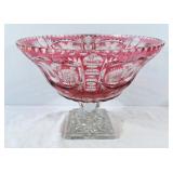 Bohemian-Style Ruby Red Cut-To-Clear Footed