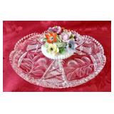 Cut glass platter and Royal Adderley floral