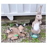 Cement bunny & deer decor