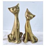 Pair of Brass Siamese cat statues