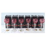 6 Nachtmann Traube cranberry cut-to-clear crystal