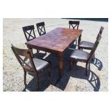 Expandable farm house dining table with 6 chairs