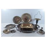 Silverplate tray, platters, Trinket dishes, etc