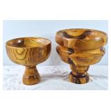 Unique wooden handmade footed bowls