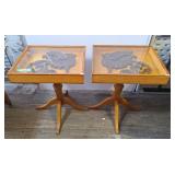 Pair of matching shadow box side tables with