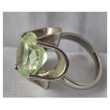 Sterling Silver Ring with Large Gemstone Tested