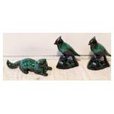 Blue Mountain Pottery-Style birds and cat