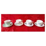 4 matching Aynsley tea cups and saucers