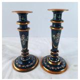 Pair of Stunning floral & brass Candle stick